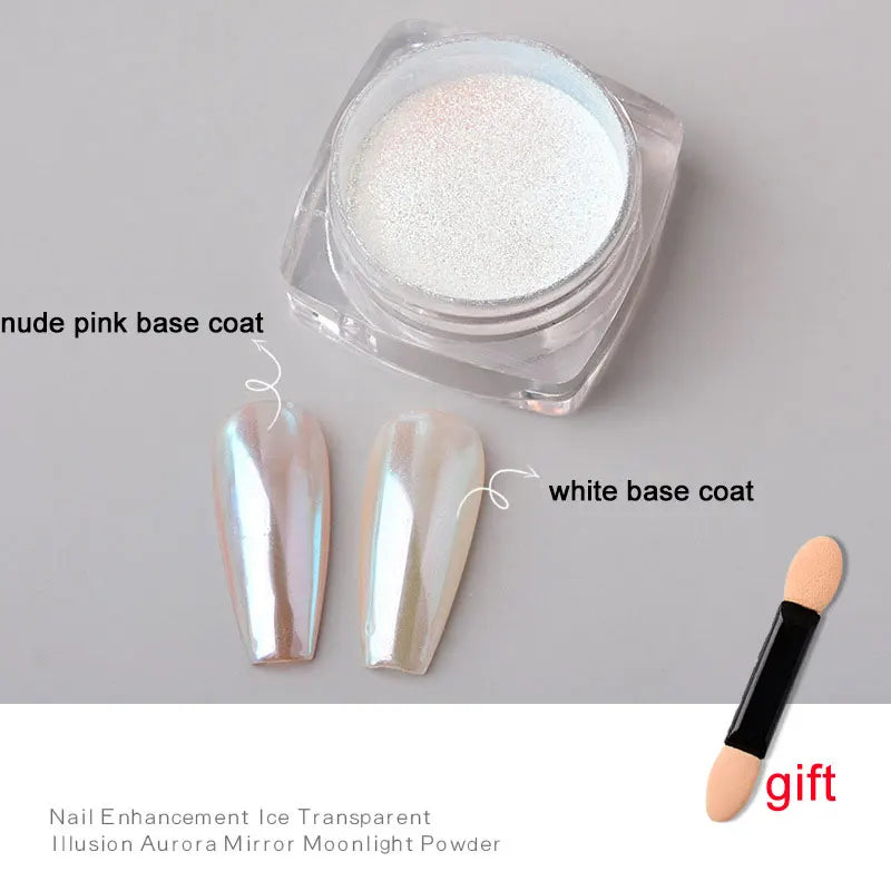Rynx | 1jar Plating Aurora Chrome Nail Powder High Gloss Moonlight Mirror Fine Glitter Pigment Aurora Pearl Rub Dust Chrome Nails