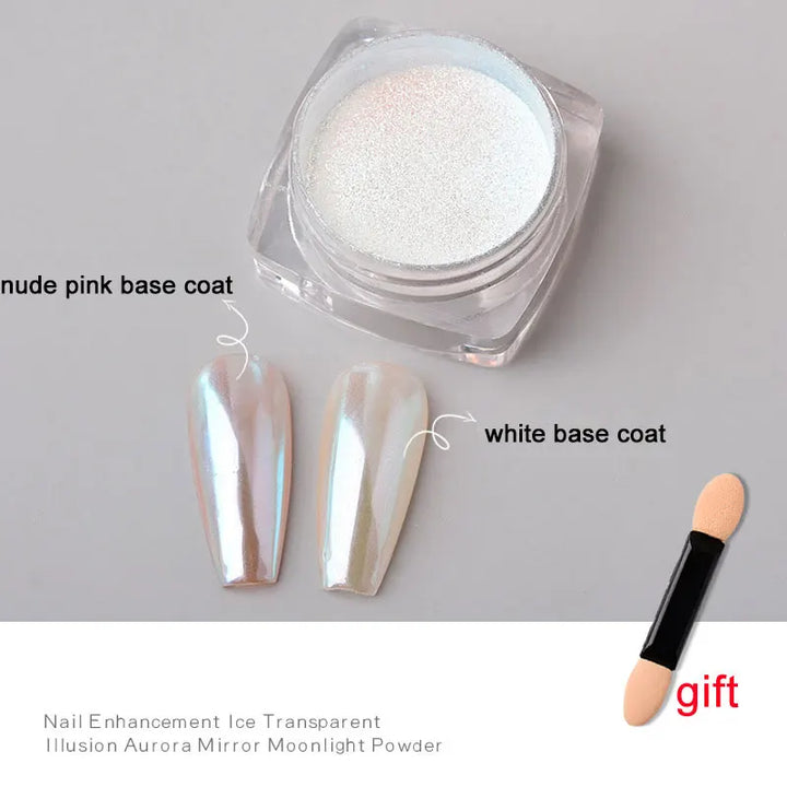 Rynx | 1jar Plating Aurora Chrome Nail Powder High Gloss Moonlight Mirror Fine Glitter Pigment Aurora Pearl Rub Dust Chrome Nails