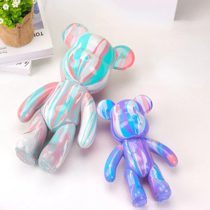 Lisslune | Graffiti Painted Fluid Violent Bear White Body Ornaments DIY Handmade Personalized Model Home Desktop Decoration Accessories New