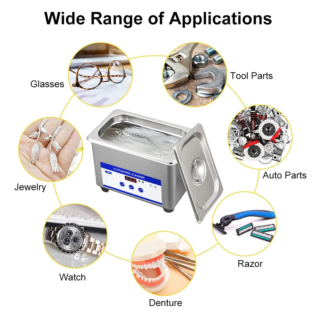 Lisslune | Ultrasonic Glasses Cleaner 40kHz Stainless Steel Jewellery Cleaning Machine – ClearWave