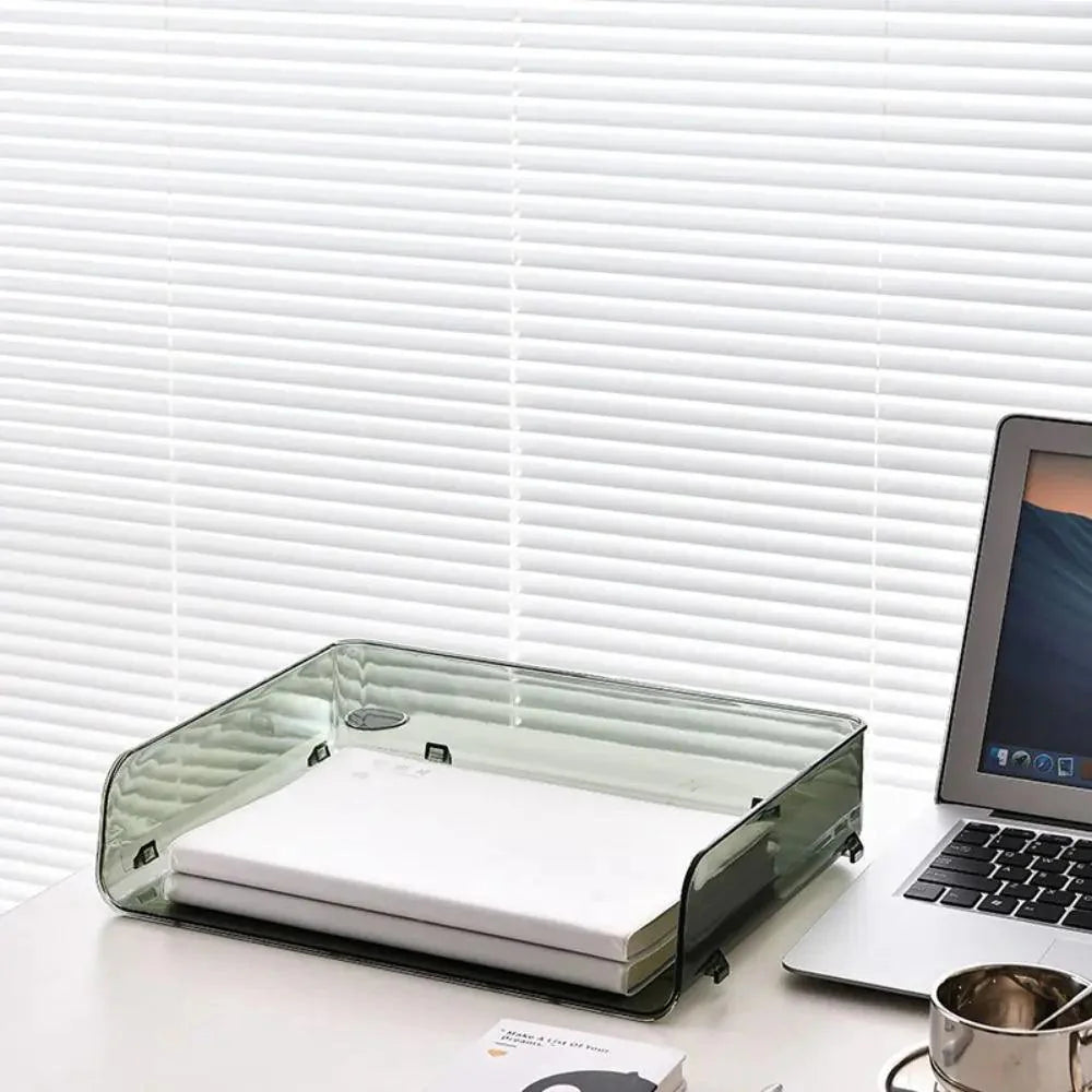 Lisslune | Transparent Acrylic A4 File Storage Organizer - Stackable Desktop Shelf for Papers and Magazines