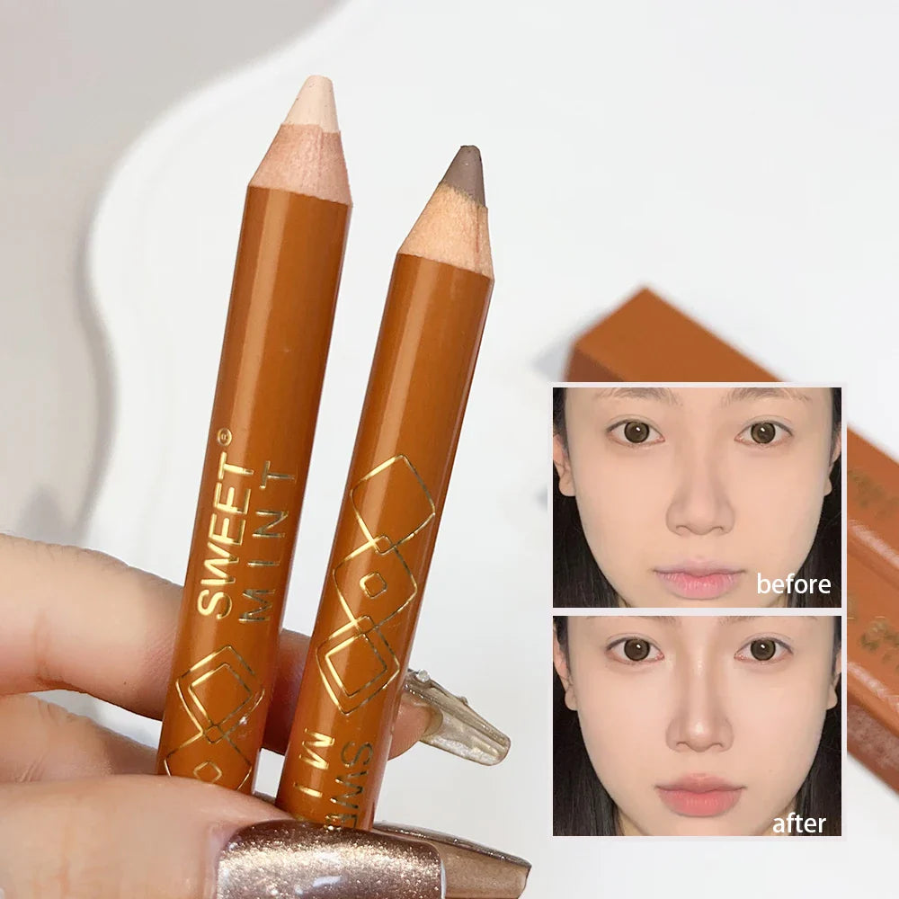 Rynx | Double-ended face highlighter contour stick long-lasting brightening 3D nose shadow sculpting stick concealer corrector stick cosmetics