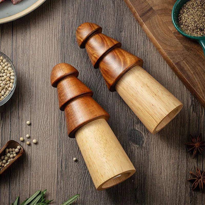Lisslune | Set of 3 - Elegant adjustable wooden spice mill set for gourmet cooking