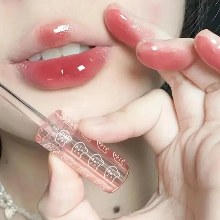 Rynx | Cherry Pink Lip Plumper Gloss Crystal Gel Oil Lip Color Korean Long-lasting Waterproof Lipstick Lip Plumper Liquid Lipstick