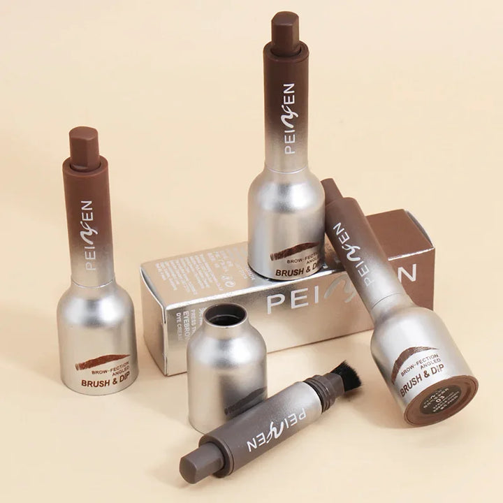 Rynx | Air cushion makeup paste with wild eyebrows, square brush, tea brown, printable 3D color, dip eyebrow booster, cream for adjusting hairlines