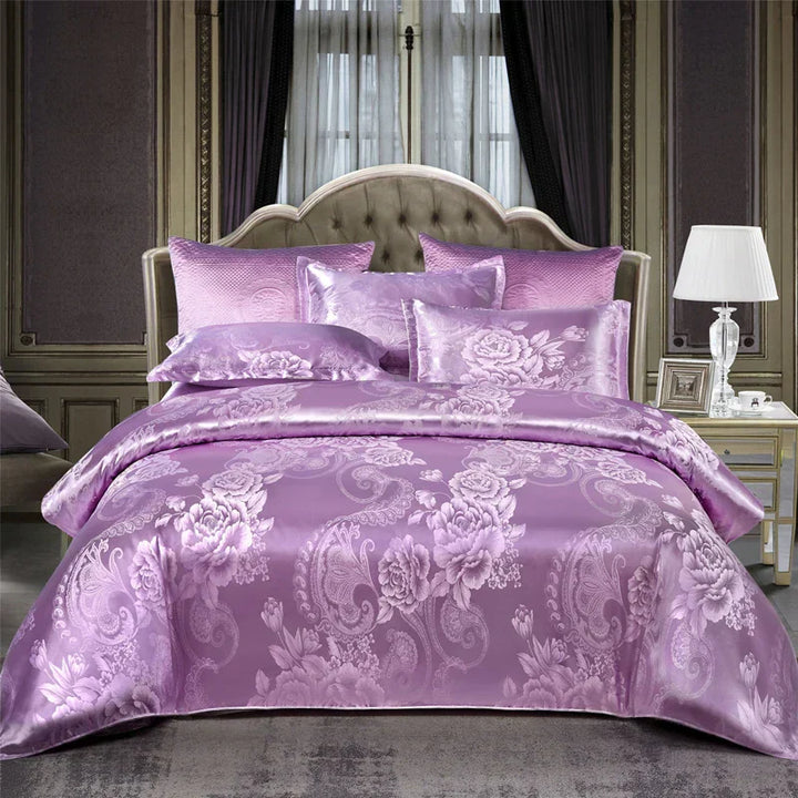 Lisslune | Satin Rayon Jacquard Duvet Cover Set 264x229cm – Luxury Summer Bedding for Comfortable Sleep & Home Décor
