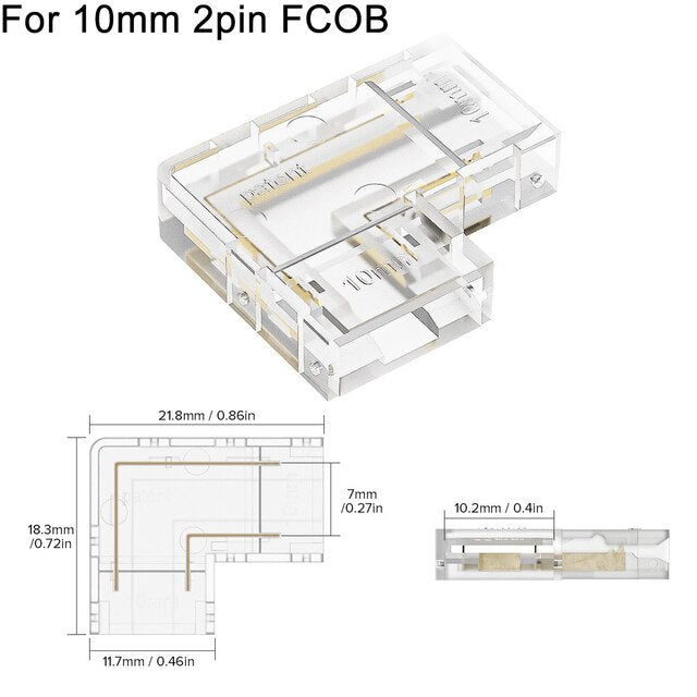 Lisslune | L Shaped Transparent LED Strip Connector