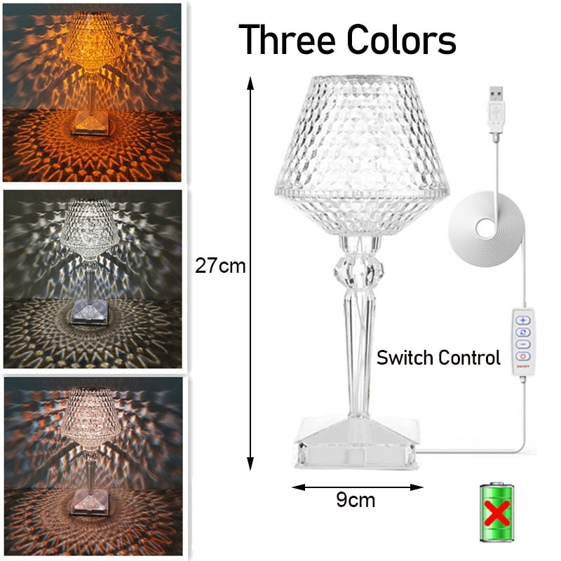 Lisslune | Diamond Glow Rechargeable Crystal Table Lamp