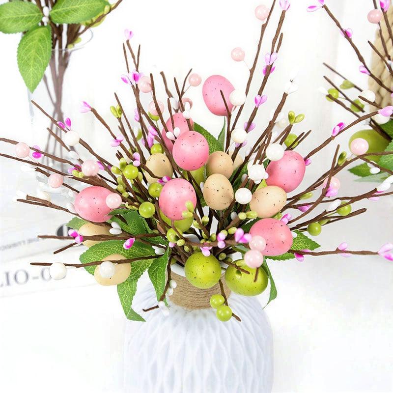 Lisslune | Vibrant Easter Egg Floral Foam Tree Branch: Playful Home Decor Accent