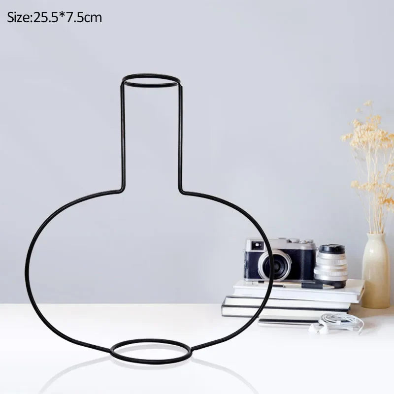 Rynx Retro Iron Line Table Flower Vase Pot Ornament Metal Plant Holder Nordic Styles Flower Vase Home Garden Decorations Wedding