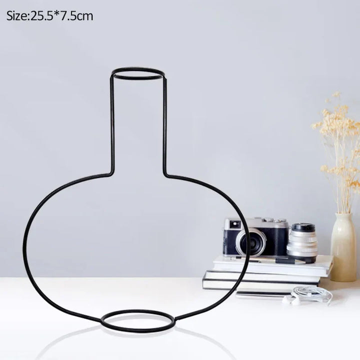 Rynx Retro Iron Line Table Flower Vase Pot Ornament Metal Plant Holder Nordic Styles Flower Vase Home Garden Decorations Wedding