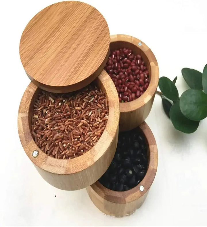 Lisslune | Sustainable Bamboo Spice Organizer with Measuring Spoon - Elegant Kitchen Storage Solution