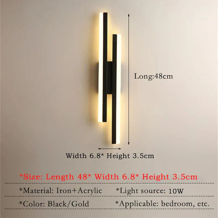 Lisslune | Modern LED Wall Lamp: Black/Gold Acrylic Room Decoration Light