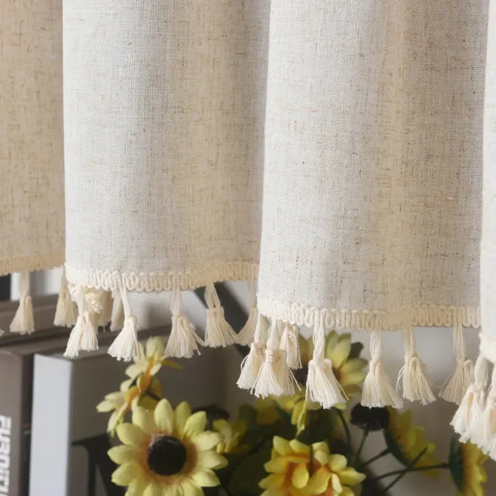Rynx | Nordic Style Short Curtains for the Kitchen Solid Cotton-Linen Curtain Wine Rack Door Window Small Curtains Wardrobe Curtain