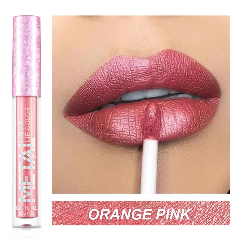 Rynx | Metallic Lip Gloss 12 Colors Glitter Matte Liquid Lipstick Waterproof Shiny Shimmering Lip Tint Long-lasting Party Festival Lip Makeup
