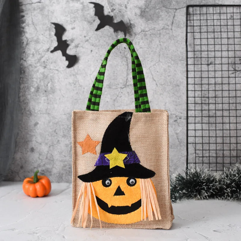 Rynx | New Halloween Gift Fleece Handbag Candy Bag Ghost Festival Pumpkin Bag Decoration Props Gift Bag
