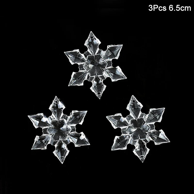 Rynx | 3 Piece Christmas Acrylic Snowflake Ornaments Transparent Xmas Tree Hanging Decorations Christmas Decorations for Home New Year