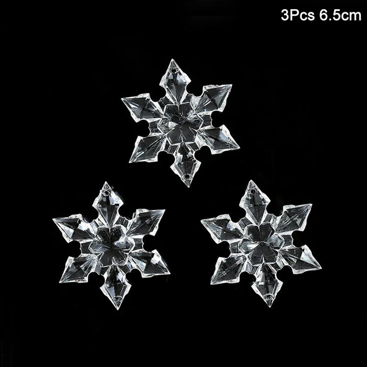 Rynx | 3 Piece Christmas Acrylic Snowflake Ornaments Transparent Xmas Tree Hanging Decorations Christmas Decorations for Home New Year