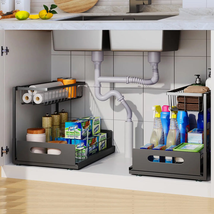 Lisslune | 2-Tier Under Sink Sliding Cabinet Organiser – Arlo