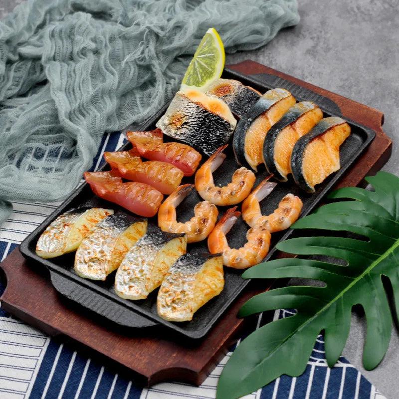 Lisslune | BBQ Seafood Decorative Props - Realistic Grilled Fish, Shrimp & Squid Models