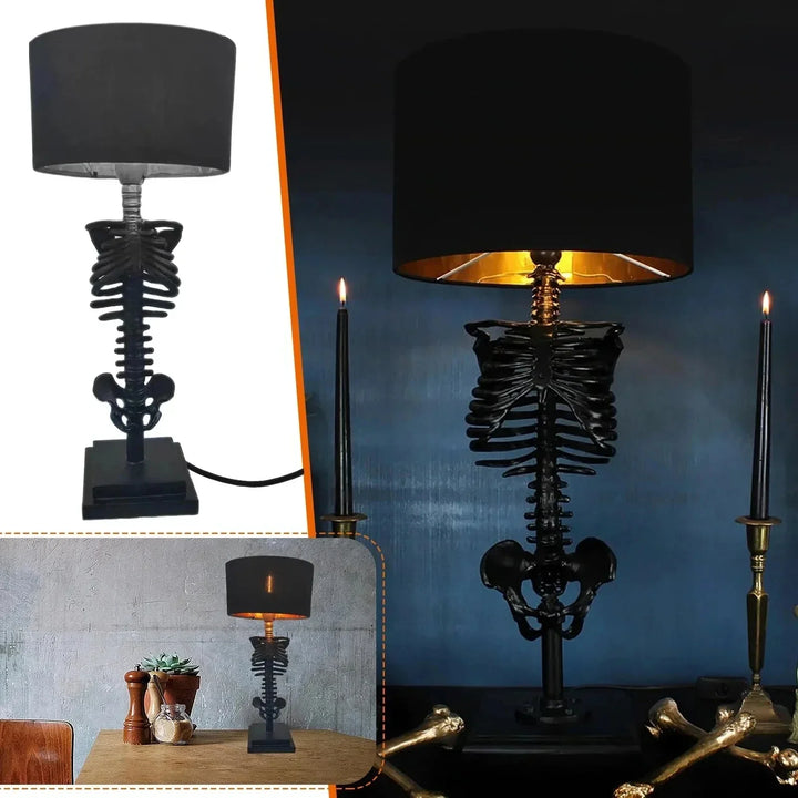 Lisslune | Skull Table Lamp Skeleton Horror 3D Statue Creative Party Ornament Prop Halloween Decoration Atmosphere Lamp Night Light