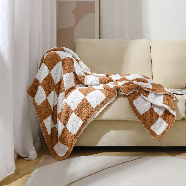 Rynx | Textile City Ins Nordic Sofa Blanket Checkerboard Fabric Velvet Throw Blanket Home Sofa Cover Knit Blanket 150x200cm