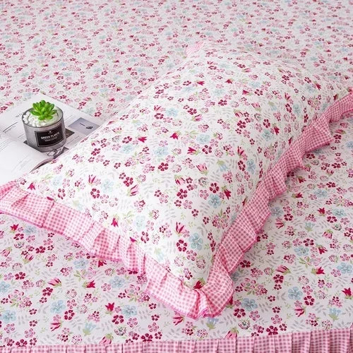 Rynx 2 Piece Cotton Printed Pillowcase Ruffle Garden Body Pillowcase Bed Pillow Covers Rustic Dobby Pillowcase Pillow Covers