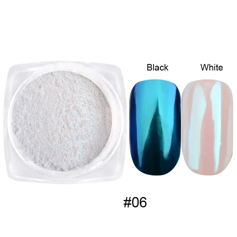 Rynx | 1jar Plating Aurora Chrome Nail Powder High Gloss Moonlight Mirror Fine Glitter Pigment Aurora Pearl Rub Dust Chrome Nails