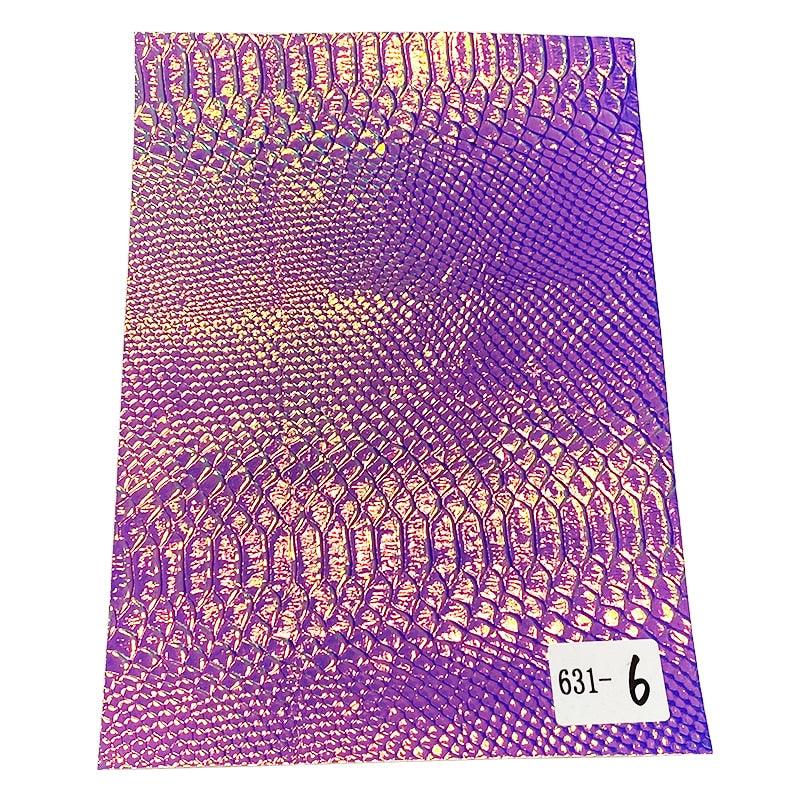 Lisslune | Iridescent holographic synthetic leather craft sheet with snakeskin embossing