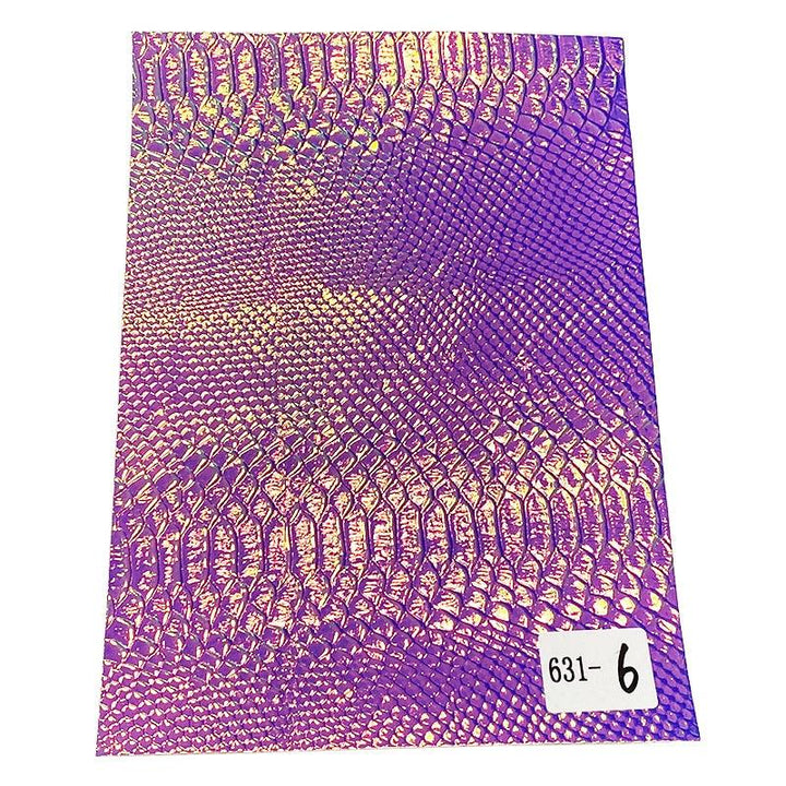 Lisslune | Iridescent holographic synthetic leather craft sheet with snakeskin embossing