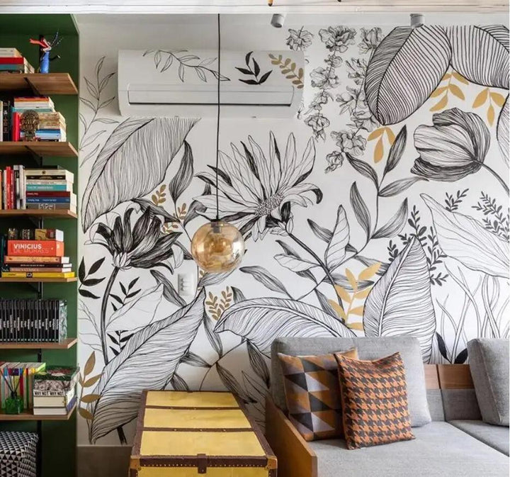 Lisslune | Serene Tropical Paradise Abstract Mural - Elegant Botanical Decor for Stylish Homes