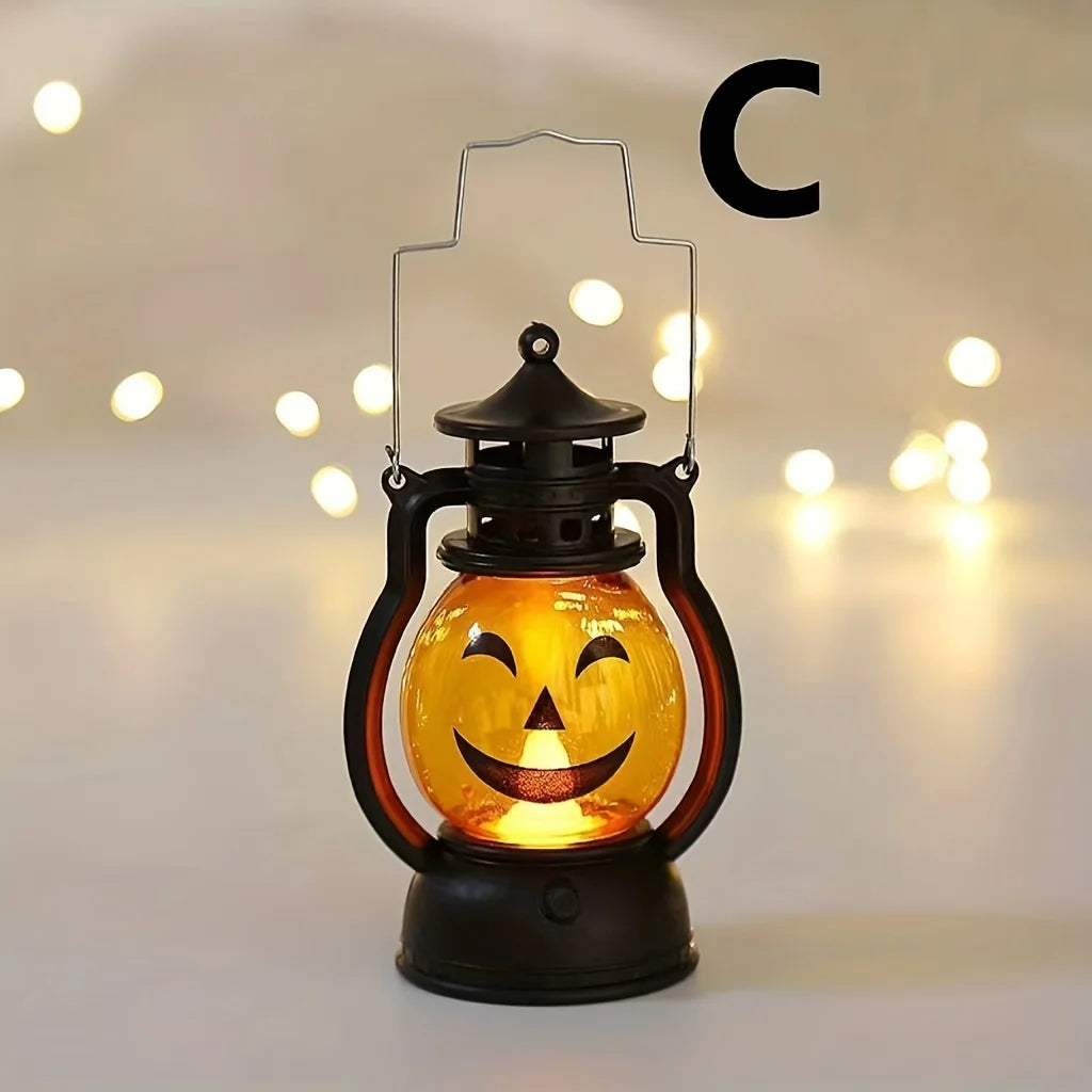 Rynx | Halloween hanging pumpkin lantern light LED ghost lamp candlelight retro small oil lamp Halloween party home decor horror props