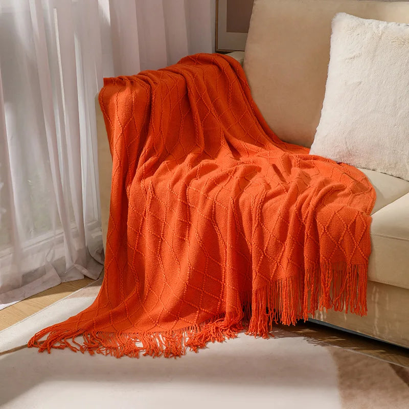 Lisslune | purple diamond knit blanket