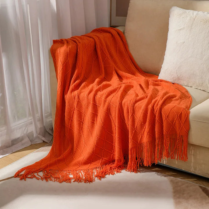 Lisslune | purple diamond knit blanket