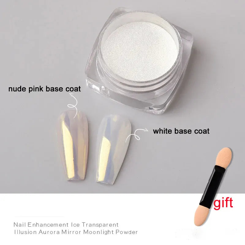 Rynx | 1jar Plating Aurora Chrome Nail Powder High Gloss Moonlight Mirror Fine Glitter Pigment Aurora Pearl Rub Dust Chrome Nails