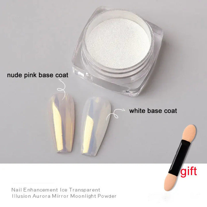Rynx | 1jar Plating Aurora Chrome Nail Powder High Gloss Moonlight Mirror Fine Glitter Pigment Aurora Pearl Rub Dust Chrome Nails