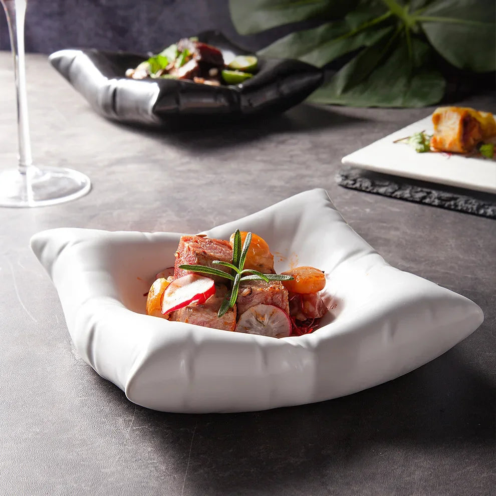 Lisslune | Ceramic Artistic Pillow Shape Food Plate