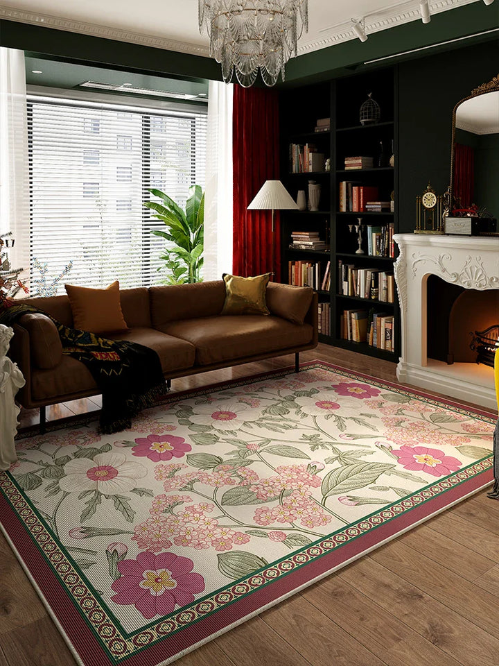 Rynx | American Flower Living Room Rug Vintage Art Bedroom Rug Classic Luxury Flower Oversized Alfombra Space Tapis Wallpaper 러그 carpet