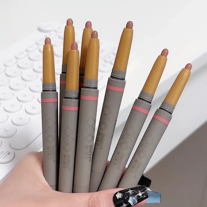 Rynx | Double-sided silky matte eyeshadow pencil Rose Brown Glitter Nude eyeshadow pencil with eyeshadow halo color brush 2 in 1