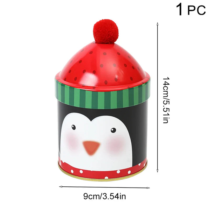 Rynx Christmas Candy Storage Box Can Metal Jar Biscuit Packaging Box Christmas Party Decoration Accessories New Year Children's Gift