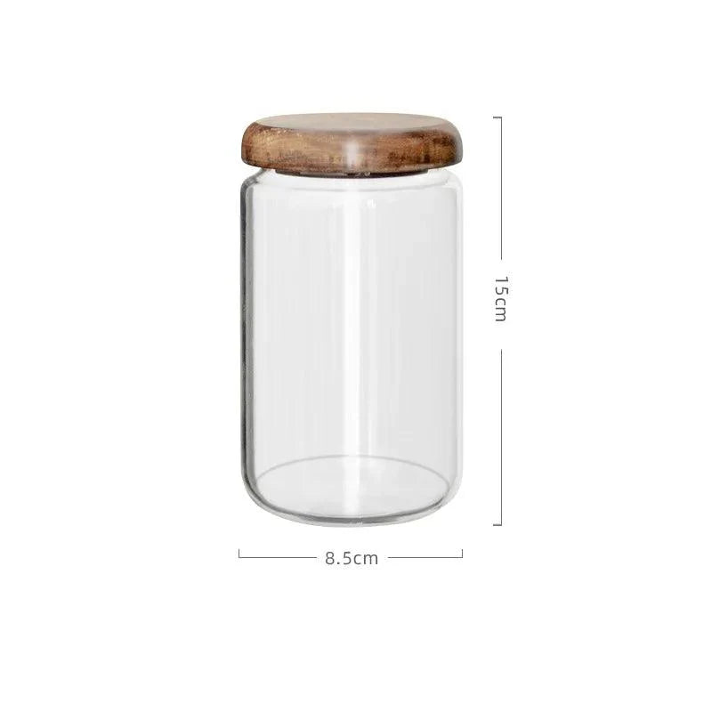 Lisslune | Airtight Glass Spice Jars with Acacia Wood Lid
