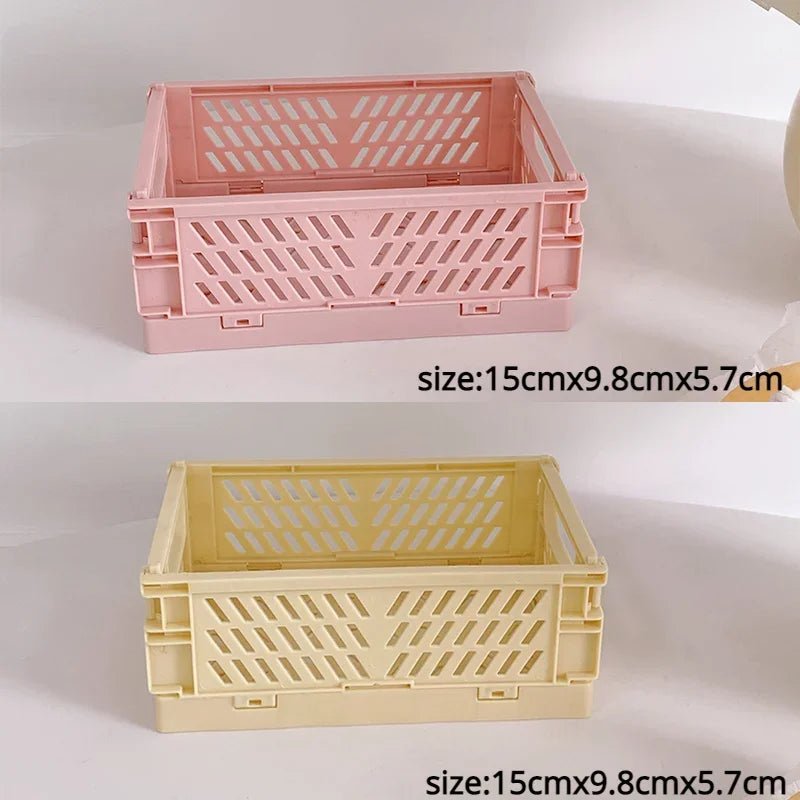 Rynx | Plastic foldable storage box folding box basket stackable cute makeup jewelry toy boxes for storage box organizer portable