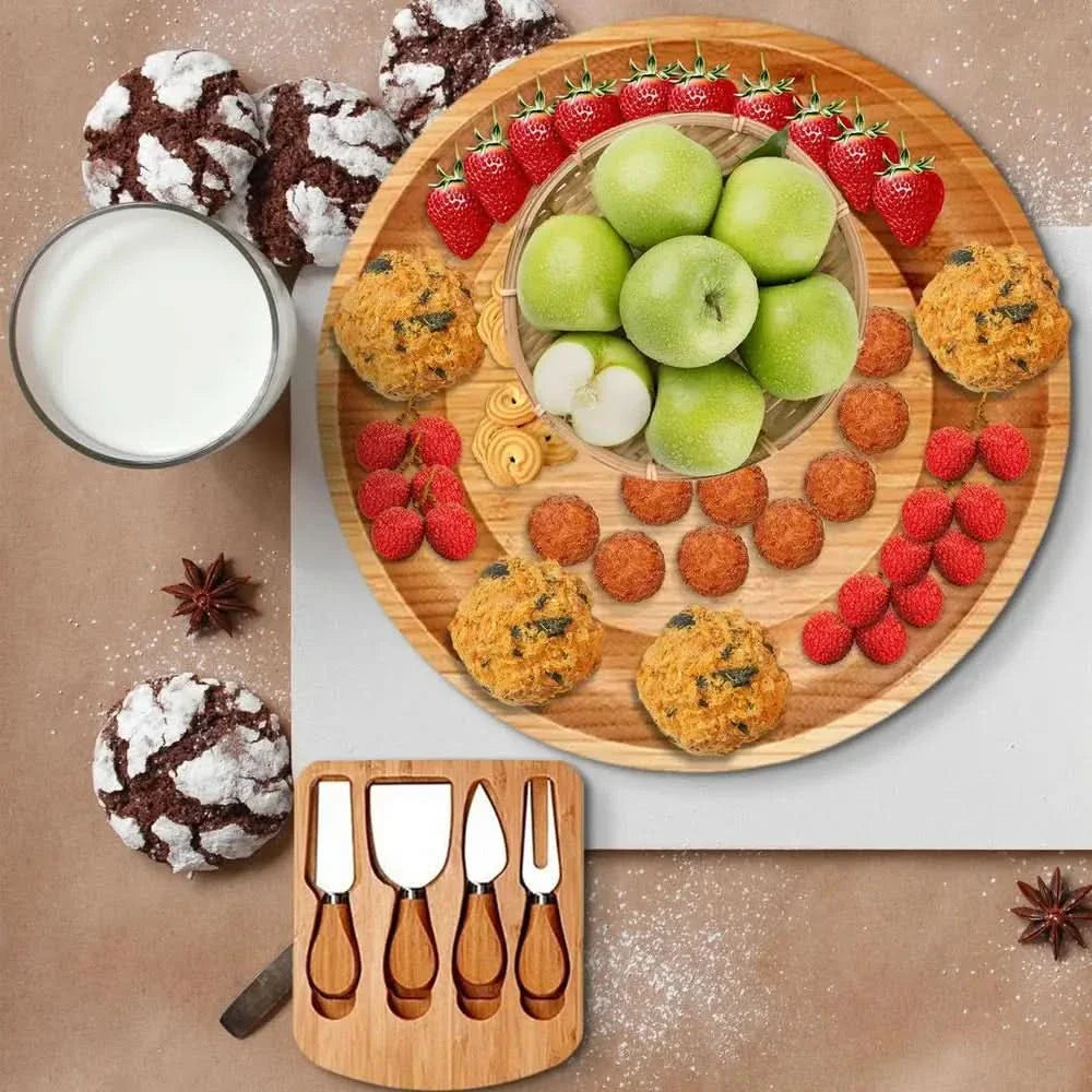 Lisslune | CheeseMate – Round Bamboo Cheese Board