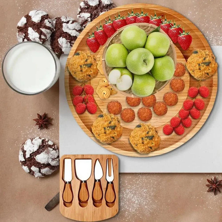 Lisslune | CheeseMate – Round Bamboo Cheese Board