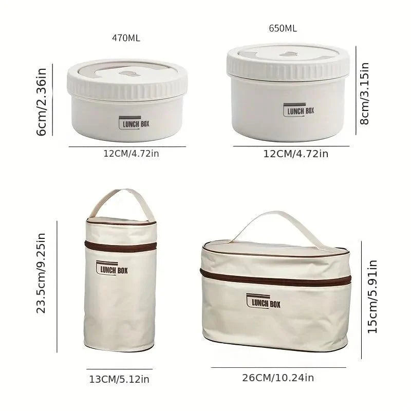 Lisslune | Stainless Steel Thermo Bento Lunch Box Set with Portable Stackable Design