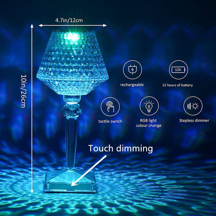 Lisslune | Diamond Glow Rechargeable Crystal Table Lamp