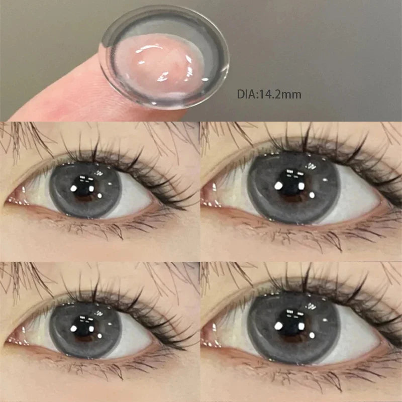 Lisslune | Natural colored lens eyes 2 pieces Annual color contact lenses for eye iris brown with diopters myopia beauty lens cosmetic round lens