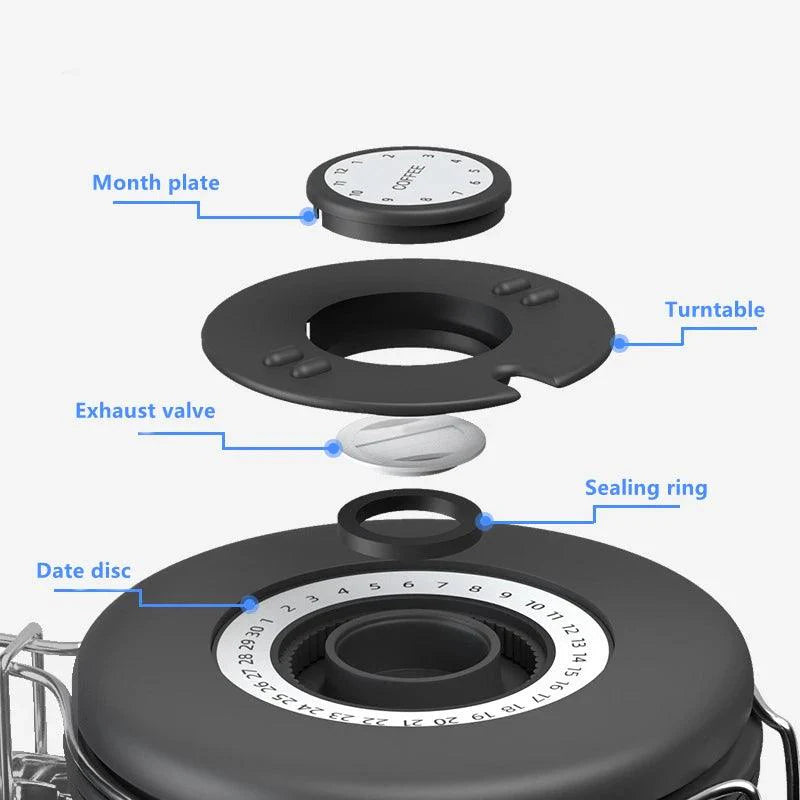 Lisslune | Stylish stainless steel coffee bean containers with date marker and carbon release valve