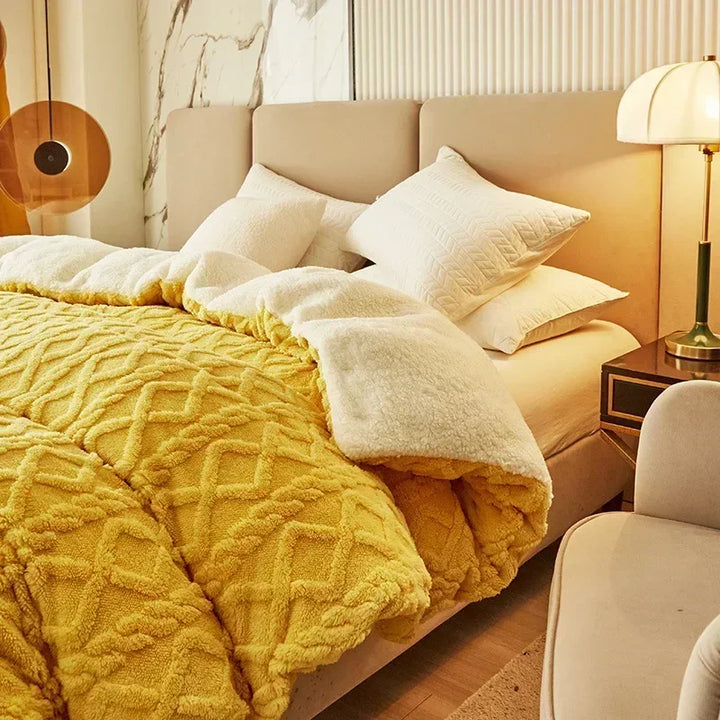 Rynx Tafu Velvet Warm Winter Bed Cover Blanket Dual Use Artificial Cashmere Duvet Cover Soft Warm Coral Fleece Comforter Cover