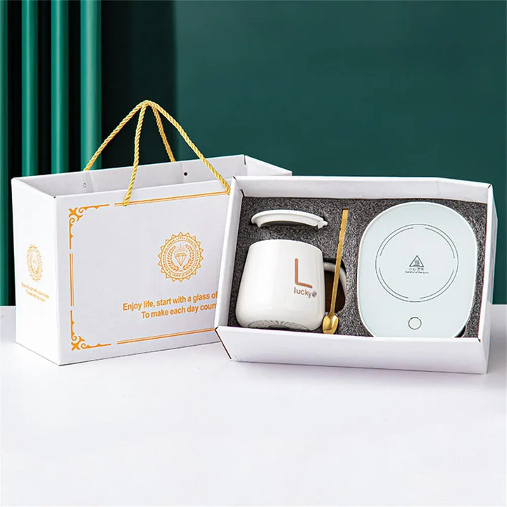 Lisslune | Smart Ceramic Mug Heater Cup Coaster Warmer Thermostat Coffee Heating Electric Mug Set Milk Tea Heating Water Home Office Gift